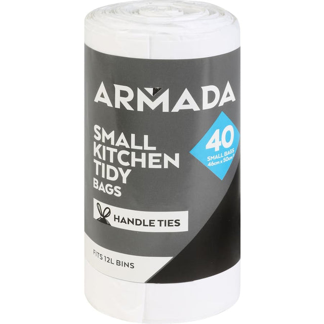 Reusable small kitchen bags with handle ties for easy disposal and leak-resistant cleanup.