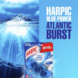 Harpic Blue Power Toilet Flush cleaner block twin pack, offering cleaning and freshness with every flush and lasting fragrance.