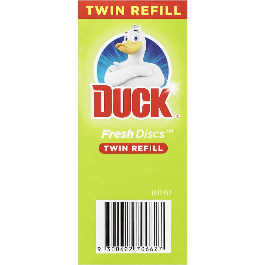 Duck Fresh Discs Toilet Flush Lime 36g: Lime-scented gel discs stick to toilet rim for effortless, hygienic cleaning with every flush.