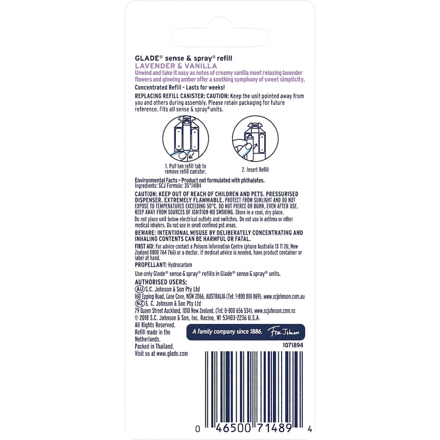 Glade Sense & Spray Automatic Spray System Refill Lavender & Vanilla 12.2g