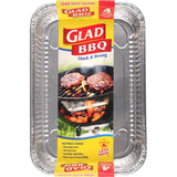 Glad BBQ Foil Tray 28 x 18 x 5cm, designed for hassle-free grilling with leak-proof durability and even heat distribution.