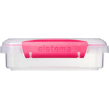 Vibrant assorted colors of sandwich box with easy-locking clips, perfect for transporting lunches and snacks.