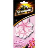 Armor All Car Freshener in Exotic Frangipani, offering long-lasting tropical scent that eliminates odors and enhances driving experience.