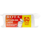 Durable 36L Rota Tuff Stuff kitchen tidy bags, 66cm x 58cm, 50 perforated liners for easy waste management.