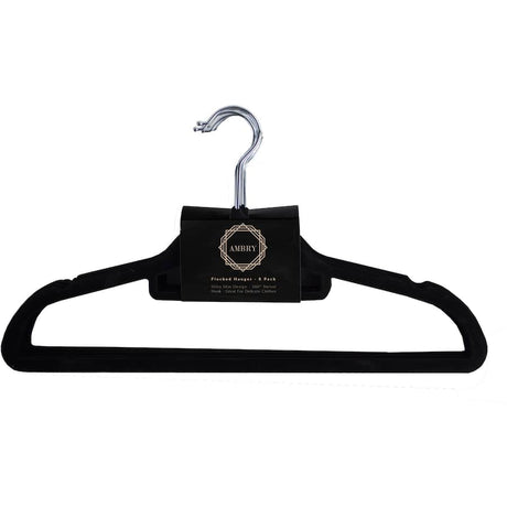 Stylish Ambry Flocked Coat Hangers with non-slip velvet finish and 360-degree swivel hook for organized, wrinkle-free clothes.