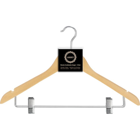 Ambry Coat Hangers: Wooden hangers with 360° swivel hooks, adjustable grips, and slim design for organized, wrinkle-free clothing.