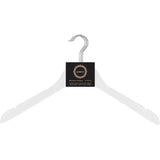 Wooden coat hangers with 360° swivel hooks, adjustable grips for shirts and trousers, designed for stylish and organized closets.