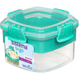 Sistema Container Snack To Go: a sleek, durable snack container with two compartments and easy-locking clips for on-the-go enjoyment.