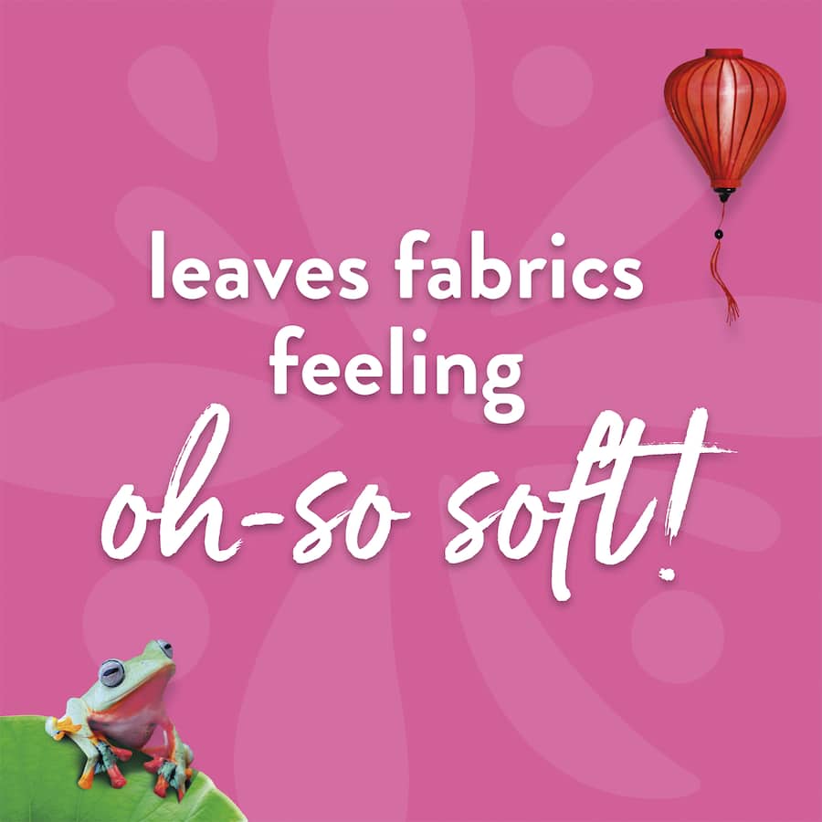 Fluffy Concentrate Fabric Softener in Lotus Sea Mineral, enhancing softness and fragrance for vibrant, static-free laundry.