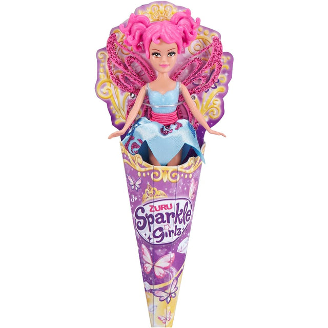 Sparkle Girlz Doll Mini Cone: colorful pocket-sized dolls with removable skirts, articulated limbs, and vibrant hair for imaginative play.