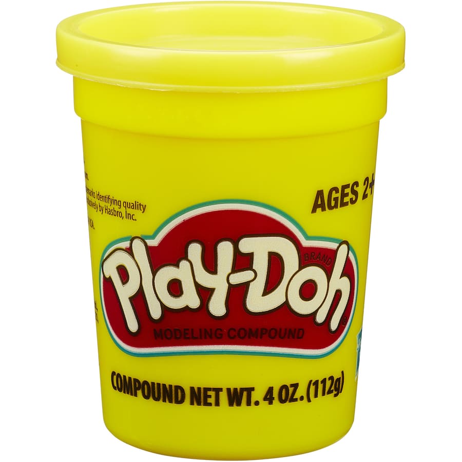 Colorful Playdoh tubs for creative play; perfect for squishing, shaping, and developing fine motor skills in kids aged 2+.