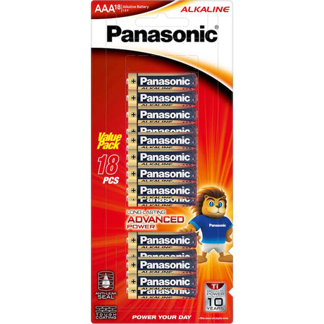 Panasonic AAA Alkaline Batteries offer reliable, long-lasting power for all household and electronic devices for up to 10 years.