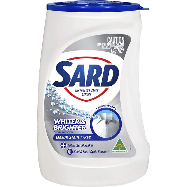 Sard Whitening Stain Remover Powder with Oxi-Plus formula, revitalizing whites and tackling tough stains for vibrant laundry.