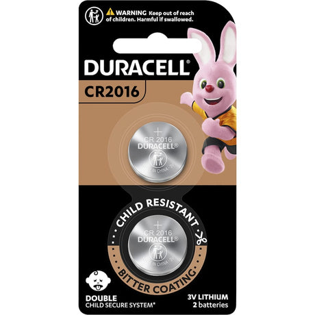 Duracell Lithium Battery Coin 2016, 3V, reliable energy for watches and electronics, with up to 6 months of charge preservation.