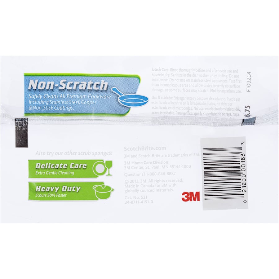 Scotch Brite Scourer Sponge No Scratch Multi Purpose 1pack