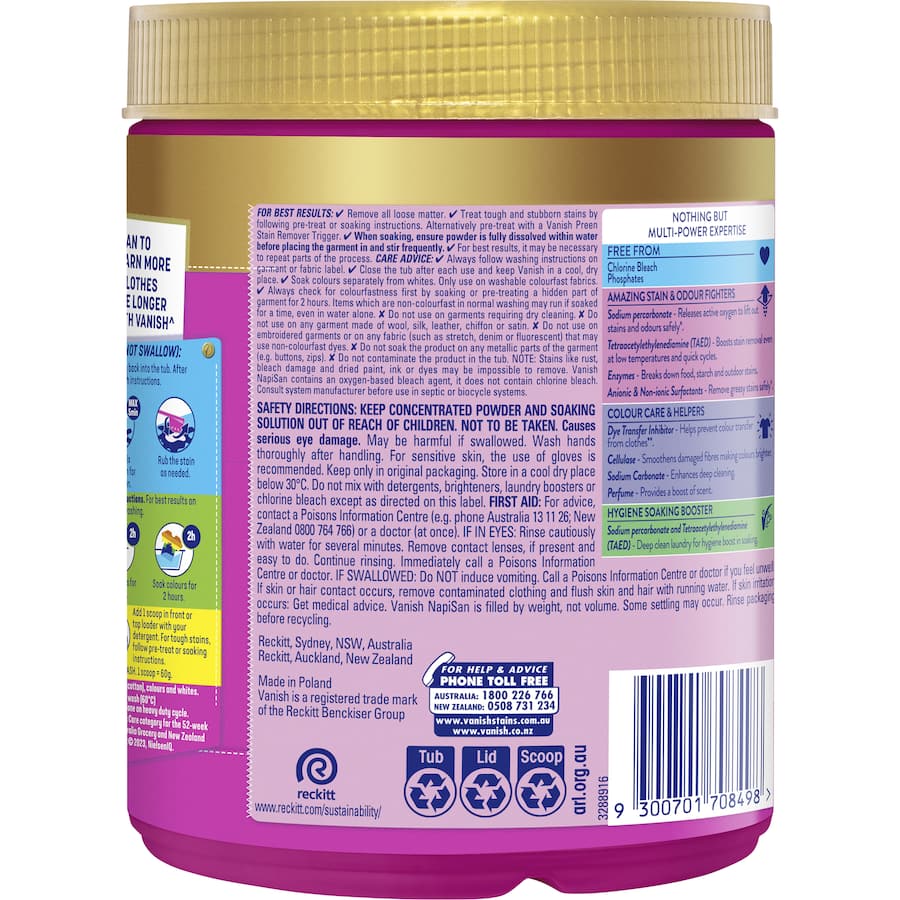 Vanish Napisan Oxi Action Gold Stain Remover Powder 900g