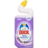 Duck Deep Action Toilet Cleaner Lavender Gel in a bottle, designed for precise toilet sanitization and long-lasting freshness.