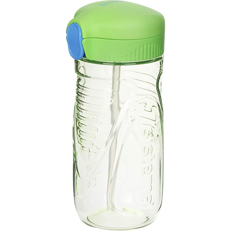 Sistema Quick Flip Bottle with push-button lid and angled straw, made of durable, BPA-free Tritan for easy hydration on-the-go.