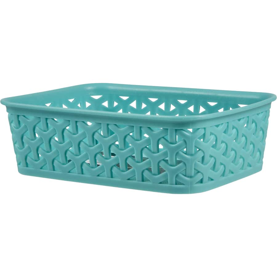 Decorative small weave basket for stylish storage of pet supplies, books, and paperwork, made from durable, BPA-free materials.