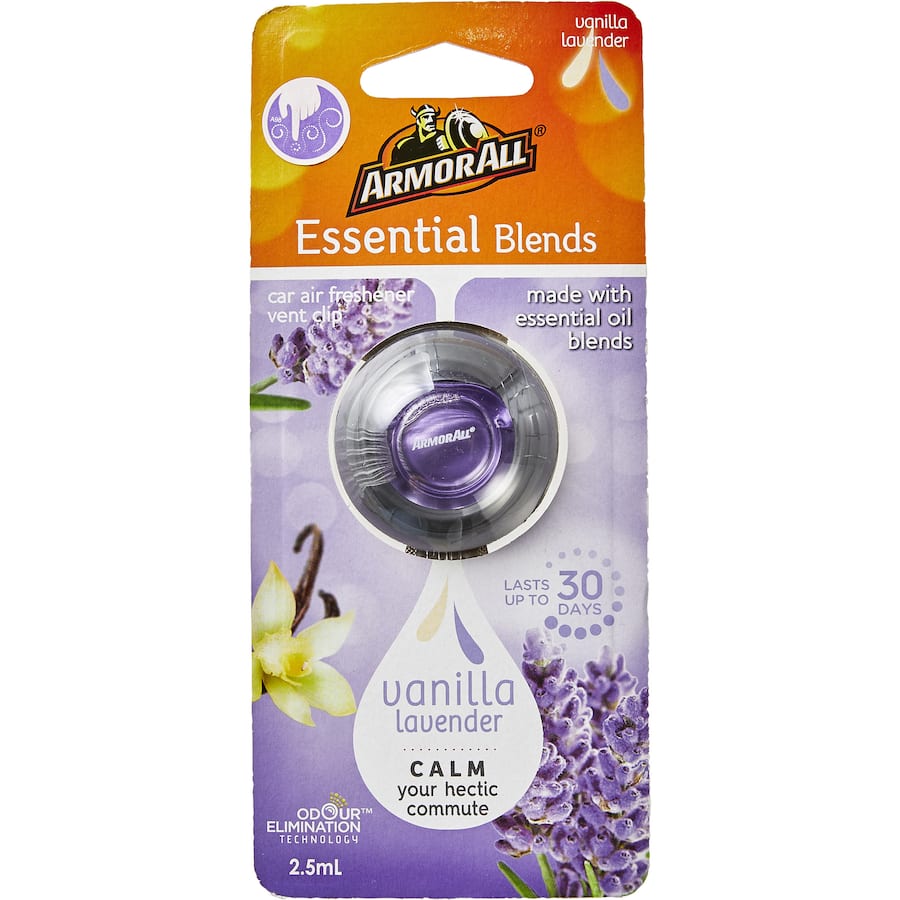 Armor All Car Freshener in Vanilla Lavender, a premium air freshener that neutralizes odors and enhances your car's fragrance.