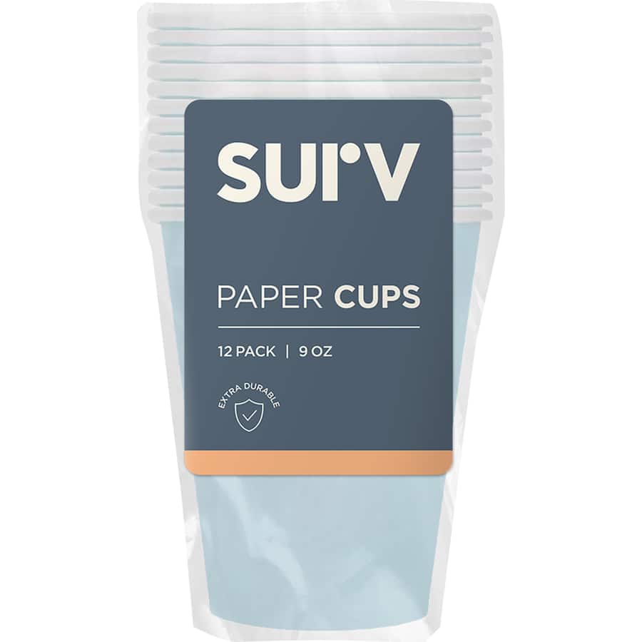 Pastel blue 270ml paper cups, eco-friendly and perfect for parties, picnics, or casual gatherings, pack of 12.