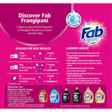 Fab Laundry Powder Fresh Frangipani for vibrant cleaning and lasting 30-day freshness, suitable for all machine types.