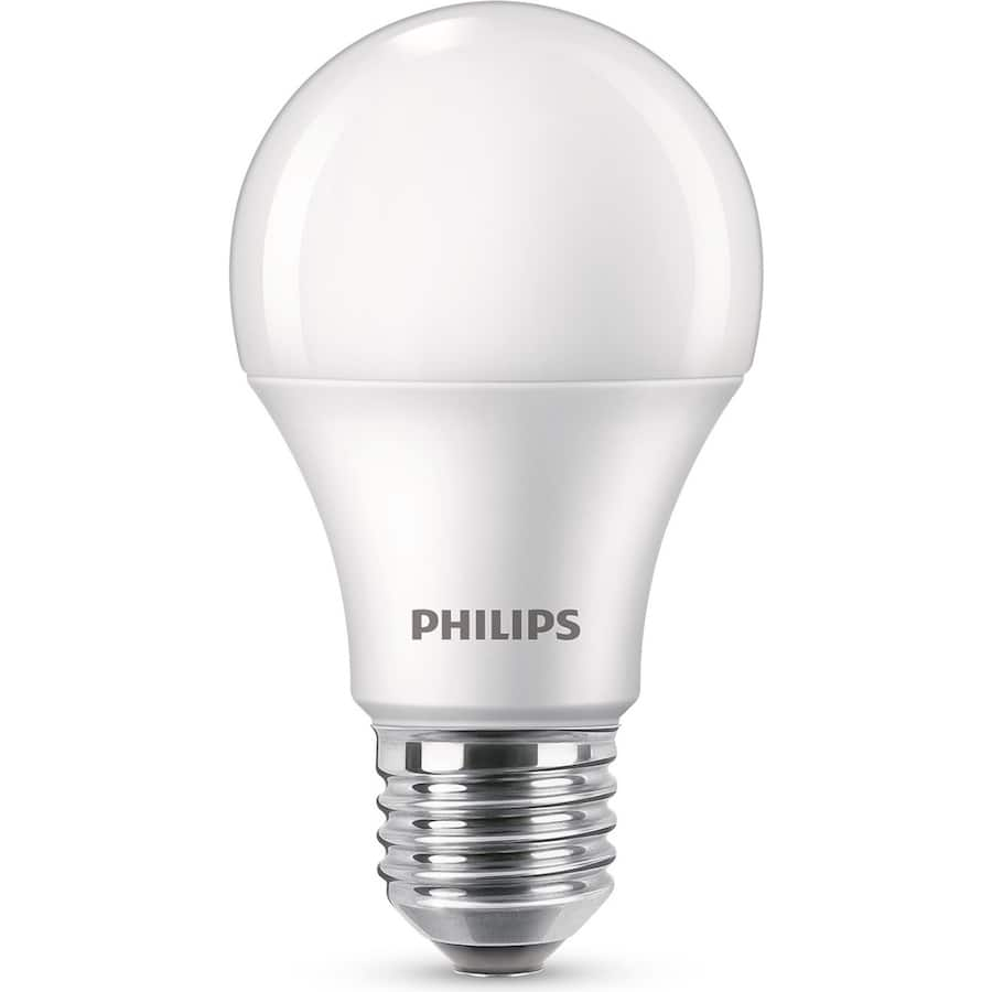 Philips 11W LED bulb B22, 1150 lumens warm white light, energy-efficient with 10,000-hour lifespan, ideal for cozy spaces.