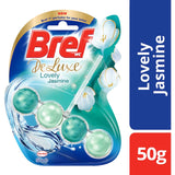 Bref Deluxe Toilet Flush Lovely Jasmine rim block cleaner, infusing toilets with long-lasting luxurious jasmine fragrance.