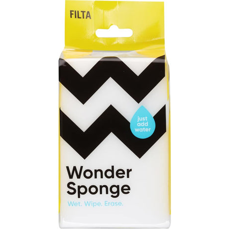 Filta Nano Eraser Cleaning Sponge with advanced nano-fibre technology for tough stains on all washable surfaces, eco-friendly.