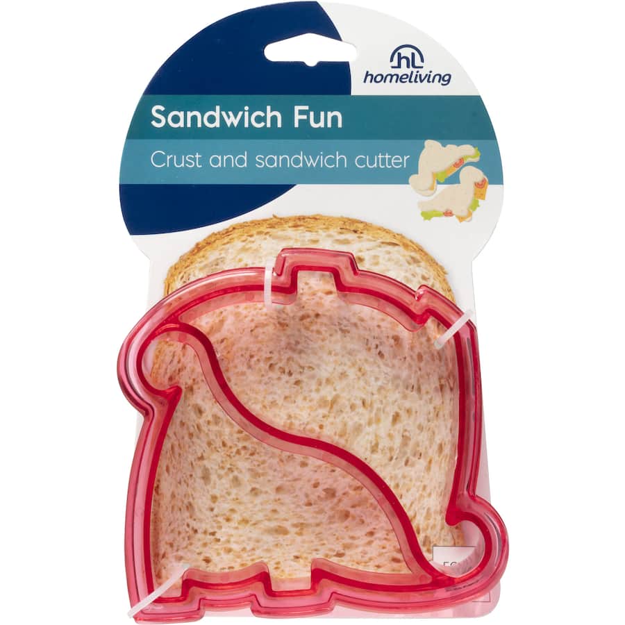 Whimsical sandwich cutter shapes sandwiches, removes crusts, and adds fun to kids' meals, safe with no sharp edges.