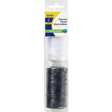 Korbond Thread Polyester in black and white, durable, fade-resistant thread for all sewing projects and crafting needs.