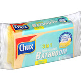 Chux Scourer 3 N 1 Foam Scrub with absorbent sponge, non-scratch scourer, and chamois for streak-free cleaning.