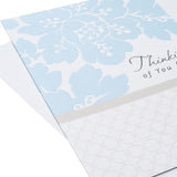 Hallmark Thinking of You Card featuring elegant blue flowers for heartfelt sentiments and support.
