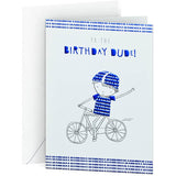 Vibrant birthday card featuring a joyful boy riding a bike, perfect for celebrating children's special days.