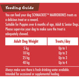 Schmackos Dog Treats Marrowbones featuring a meaty center and crunchy biscuit, enriched with vitamins and calcium.
