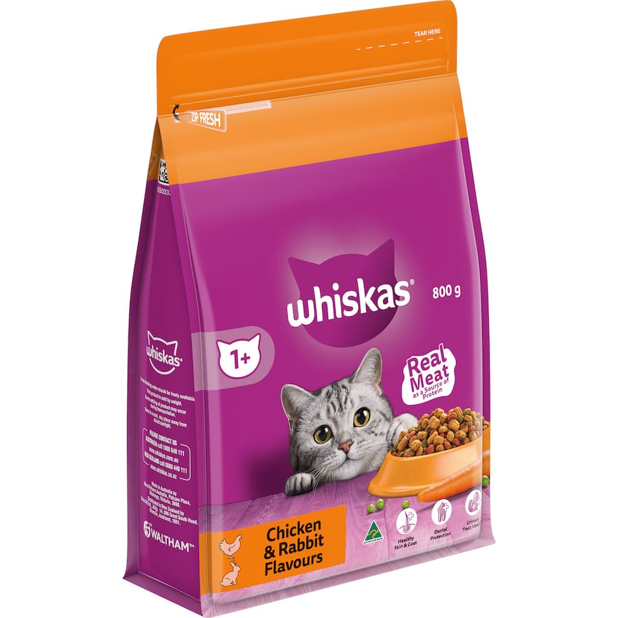 Whiskas Dry Cat Food Chicken & Rabbit Bag 800g