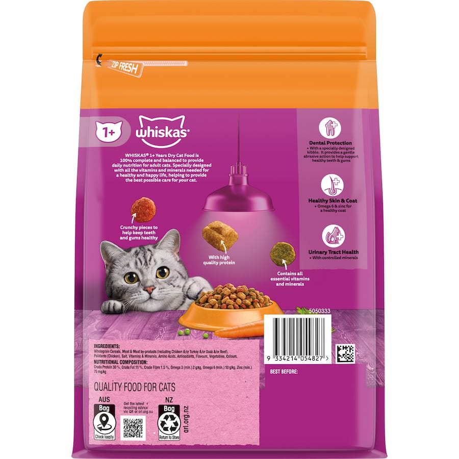 Whiskas Dry Cat Food Chicken & Rabbit Bag 800g