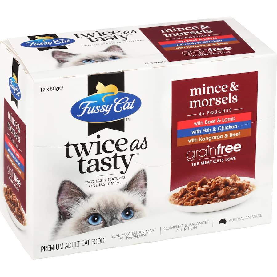 Fussy Cat Grain Free Wet Cat Food Mince & Morsels Tray 12x80g