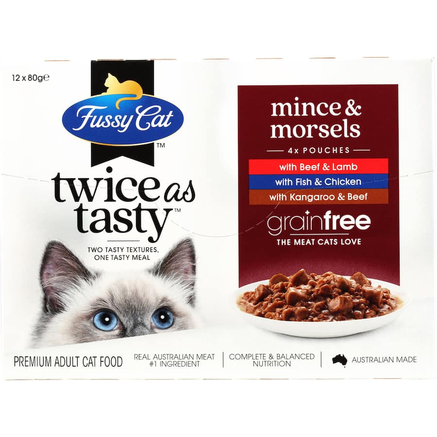 Fussy Cat Grain Free Wet Cat Food Mince & Morsels Tray 12x80g