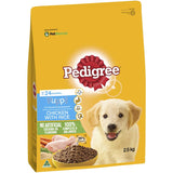 Pedigree Puppy Dry Dog Food Chicken & Rice 2.5kg bag, formulated for optimal growth, with chicken, rice, and vital nutrients.