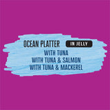 Whiskas Wet Cat Food Ocean Platter in Jelly features real fish for a nutritious meal promoting hydration and healthy skin.