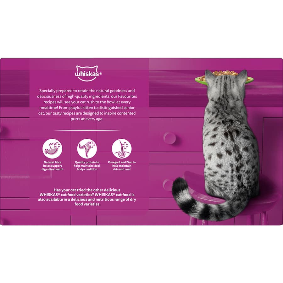 Whiskas Wet Cat Food Mixed Favourites In Jelly Pouch 18x85g