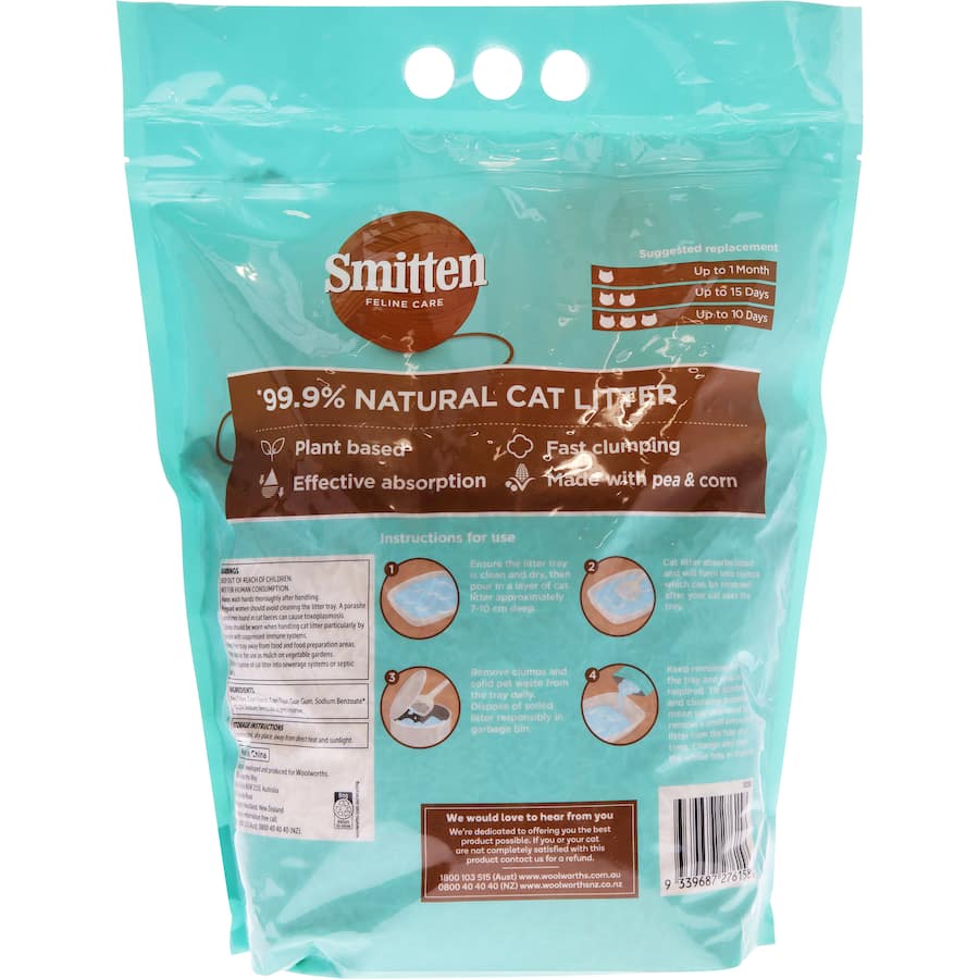 Smitten Cat Litter Natural: eco-friendly, dust-free, biodegradable litter with superior odor control and excellent clumping ability.