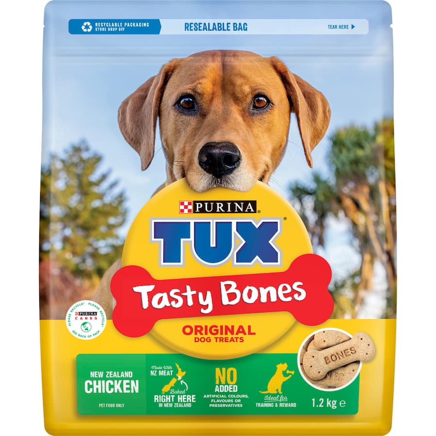 Tux Dog Treats Tasty Bones: natural, nutritious snacks promoting dental health and joy for all dogs.