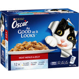 Tender meat pieces in rich jelly, Purina Oscar Wet Cat Food offers a nutritious and flavorful feast for your feline friend.