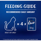 Delicious Purina Oscar Wet Cat Food with tender meat pieces in jelly, packed with Omega 6 and essential vitamins for feline health.