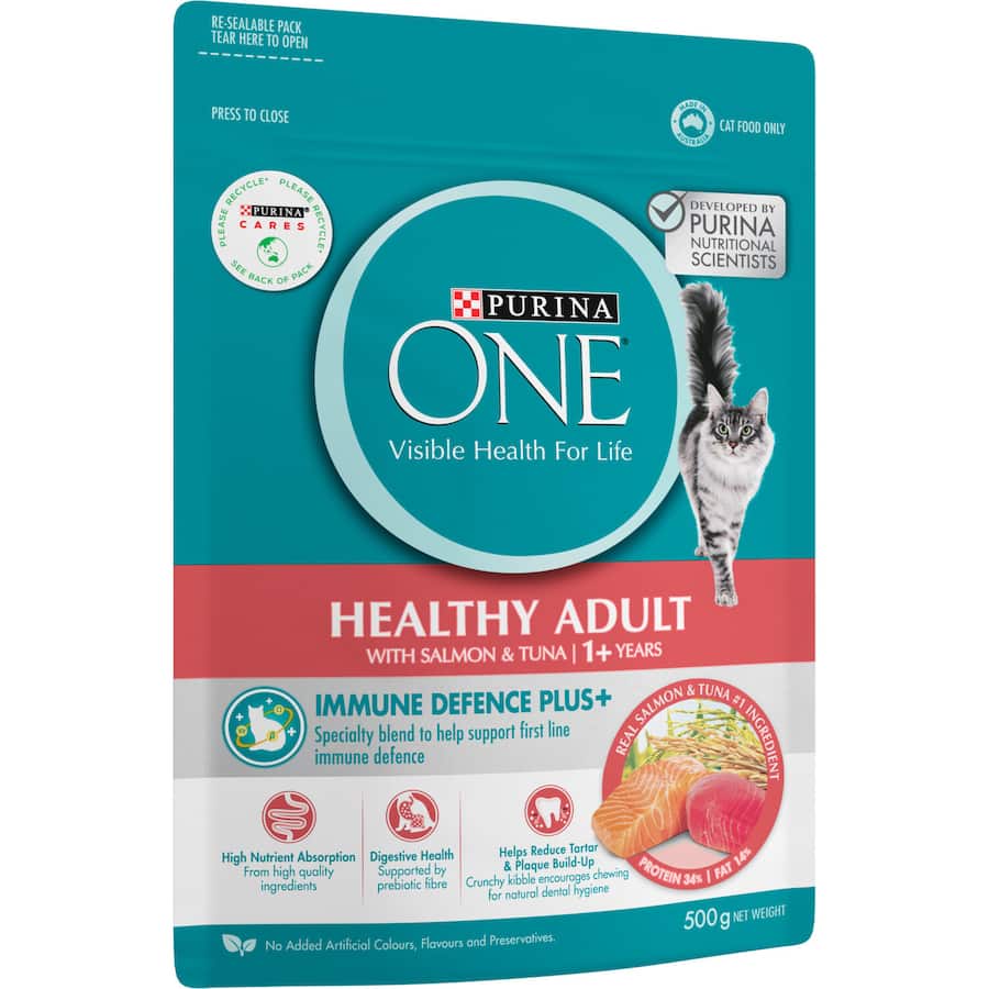 Purina One Healthy Adult Dry Cat Food Salmon & Tuna Bag 500g
