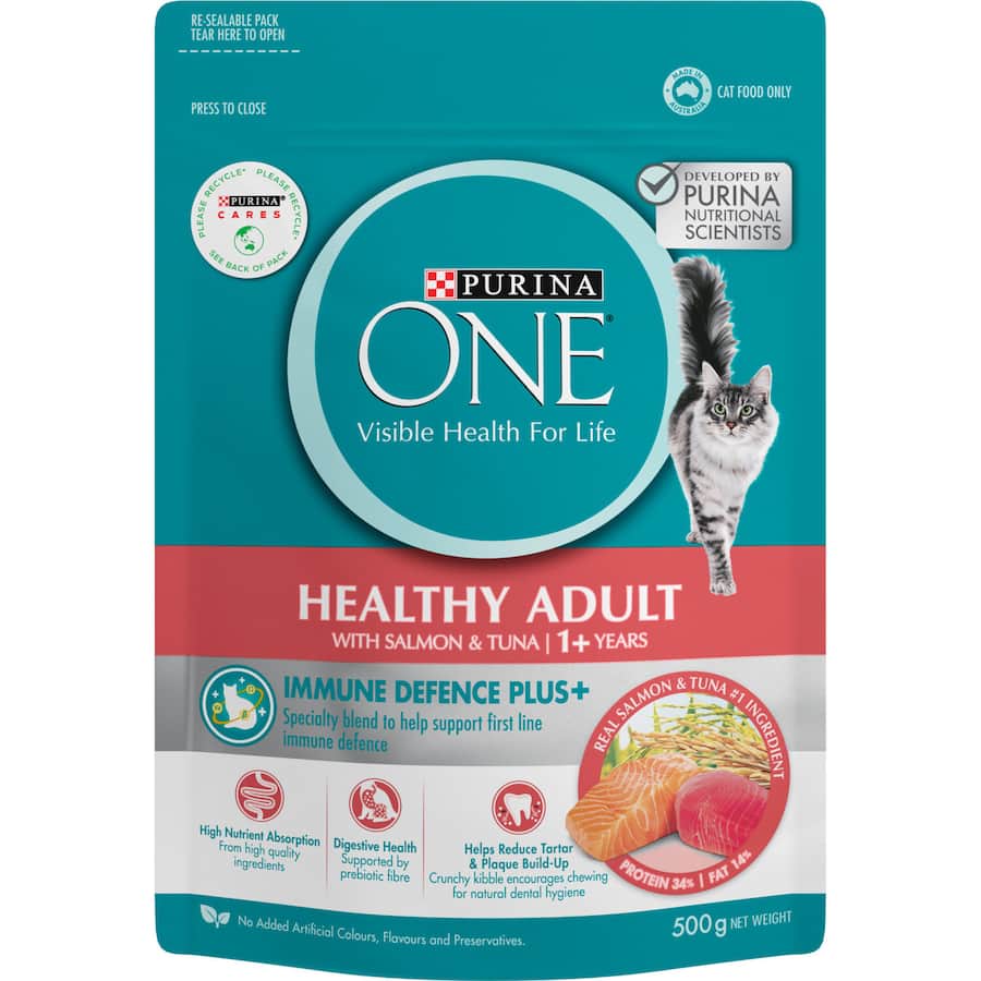 Purina One Healthy Adult Dry Cat Food Salmon & Tuna Bag 500g