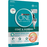 Purina One Coat & Hairball Dry Cat Food Chicken Bag 450g