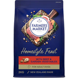 Farmers Market Dry Dog Food with beef and vegetables, promoting health and vitality for all life stages.